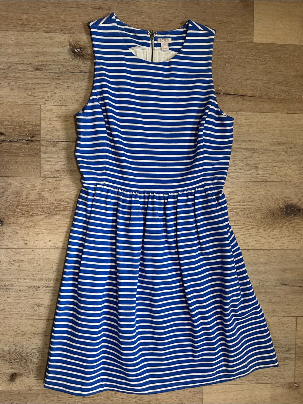 J. Crew Royal Blue and White Striped Sleeveless Dress